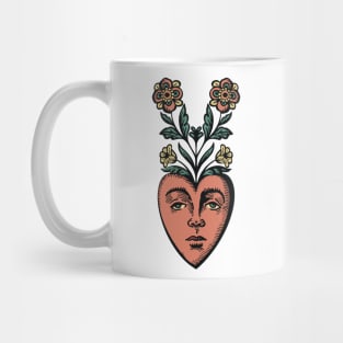 Traditional Tattoo Heart with Botanicals Mug